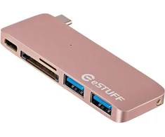 HUB USB eStuff 1x SD 1x Micro SD + 3x USB-A (ES84121- ROSE)