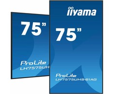 Monitorius Iiyama 75" 3840x2160, UHD IPS skydelis, miglotas 25%, 500 cd/m², signalo perjungimas, garsiakalbiai 2x10 W, keli įėjimai (DVI-I (VGA), HDMIx3), DP išvestis (MST / veidrodis / plytelės), USB 2 prievadas, USB 2, WiFi 2 „iiSignage2“, „E-Share“, „Android 11OS“.