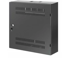 Intracom INTELLINET žemo profilio 19 colių sieninė spintelė su 4U horizontaliais ir 2U vertikaliais bėgiais 170 mm 6,7 gylio juodas RAL7021