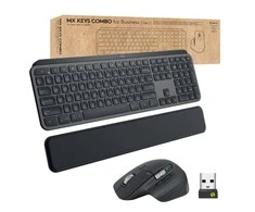 Logitech MX Keys Combo verslui Gen 2 Belaidė klaviatūra ir pelė + Atrama riešui, DE, Graphite