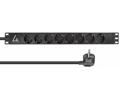 Lanview Maitinimo skirstytuvas PDU 8x lizdai, jungiamas į tinklą, 1U juoda (LVR-2MSCH-LIC-SCH8)
