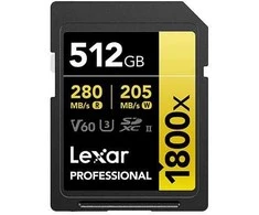 Atminties kortelė LEXAR PRO 1800X SDXC U3 (V60) UHS-II R270/W180 512GB