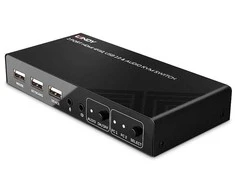KVM Switch - LINDY 2 Prievadų HDMI 4K60, USB 2.0 ir Garso KVM Switch, Juodas