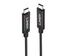 USB Kabelis - LINDY Aktyvus USB 3.2 Gen 2 C/C Laidas, 10Gbps, 8K, 60Hz, 100W, 3 m, Juodas