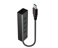 USB Hub - LINDY USB 3.0 Hub, 4 Jungtys, Juodas