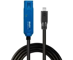 Adapteris - LINDY USB 3.2 Aktyvus Prailginimo Kabelis, USB Type C į A, 5 m, Juodas