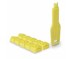 Lindy Tinklo Priedas - RJ45 Prievado Blokatorius 10vnt + 1 Raktas ABS Geltonas