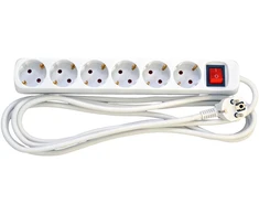 Mercodan E-Line Schuko lizdas, 6 kontaktų, su jungikliu ir lempute. 3 m. 3G1,5mm² H05VV-F 230V 16A 3680W