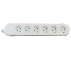 Mercodan Lizdas su įžeminimu, jungikliu ir 6 lizdais, baltas, 1,5 m