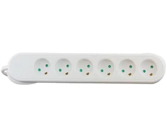 Mercodan Lizdas su įžeminimu, jungikliu ir 6 lizdais, baltas, 3 m