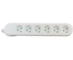 Mercodan Elektros lizdas su 6 įžemintais lizdais, 7,5 m laidas, baltas