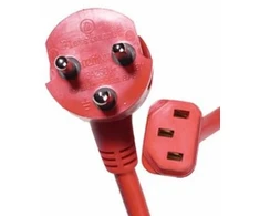 Mercodan Power cable 1.0m Hospital B+C, red, 1 round, 1 flat and