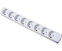 Mercodan Power strip 8 outlets earthed 10m cord, baltas