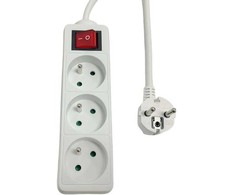 MicroConnect 3 padėčių maitinimo laido įjungimo/išjungimo jungiklis, prancūziškas E tipo, 1,5 m