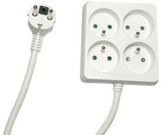 Listwa zasilająca MicroConnect MC-PSSQUARE040150FRW Rozgałęziacz 4 gniazda 1,5m Baltas