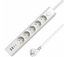„MicroConnect“ maitinimo blokas USB „Schuko“ maitinimo blokas 5 lizdai 1,5 m Baltas (MC-GRU00515WS-USB)