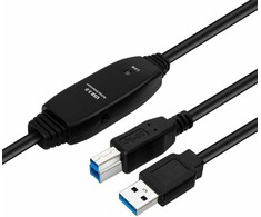 USB MicroConnect USB-A - USB-B laidas 7 m Juodas (Active USB 3.2 Gen 1 A-B 7 m)