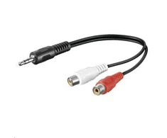 Kabelis MicroConnect Jack 3,5mm - RCA (Cinch) x2 0,2m juoda (AUDALHF02)