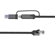 Kabelis USB MicroConnect USB-A + USB-C - RJ-45 2 m Pilka (CAT6 FTP to USB A-C adapter)