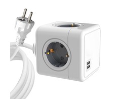„MicroConnect“ – 4 krypčių „Schuko“, 2 USB prievadų maitinimo blokas – su 1,5 m laidu