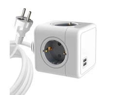 „MicroConnect“ – 4 krypčių „Schuko“, 2 USB prievadų maitinimo blokas – su 1,5 m laidu