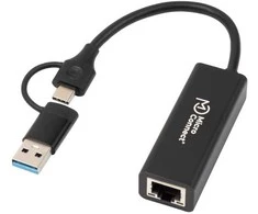 Adapteris USB MicroConnect MC-USBACNET1G USB-C - RJ-45 Juodas (MC-USBACNET1G)