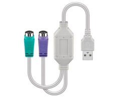 MicroConnect Microconnect USBA2XPS2 kabelis PS/2 0,3 m 2x 6-p Mini-DIN USB A Baltas