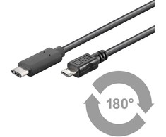 USB laidas MicroConnect USB-C - mikroUSB 1 m juoda (USB3.1CAMIB1)