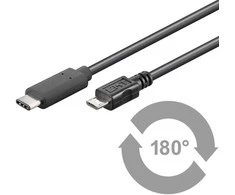 USB laidas MicroConnect USB-C - mikroUSB 1 m juoda (USB3.1CAMIB1)