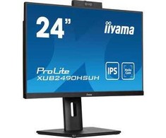 Monitorius „IIYAMA XUB2490HSUH-B1“ 24 colių ETE IPS vaizdo kamera su 1920 x 1080 „Windows Hello“ vaizdo kamera, 1080P automatinis fokusavimas, 15 cm aukščio reguliavimas, stovas, 4 ms, šviesa 250 cd/m2.