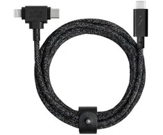„Native Union Belt Cable Duo Pro 240W“ – USB-C – USB-C / „Lightning“ laidas, 2,4 m (cosmos)