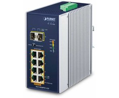 Šakotuvas Planet IP30 pramoninis 8 prievadų 10/100/1000T 802.3at PoE + 2 prievadų 100/1000X SFP Ethernet jungiklis su 12V stiprintuvu (-40 ~ 75 laipsnių C, 250 m išplėtimo režimas, PoE naudojimo šviesos diodas, dviguba 12 V maitinimas ~ 5 padidinti)