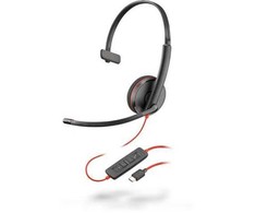 Plantronics POLY Blackwire C3210, Laidinis, Skambučiai / Muzika, 87 g, Ausinės, Juoda, Raudona