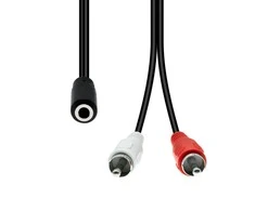 Kabelis ProXtend Mini-Jack 3-Pin to 2 x RCA Cable F-M Juodas 20cm