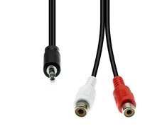 ProXtend Mini-Jack 3 kontaktų iki 2 x RCA kabelis M-F Juodas 20 cm