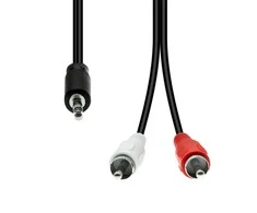 Kabelis ProXtend Mini-Jack 3 kontaktų į 2 RCA kabelis M-M Juodas 0.5M