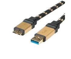 Kabelis USB Roline USB-A - 2 m Juodas Auksinis (11.02.8879)