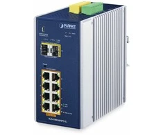Šakotuvas PLANET DIN-Rail L2+/L3 valdomas valdomas L2+ gigabito Ethernet (10/100/1000) Maitinimas per Ethernet (PoE) Aliuminio, Mėlyna