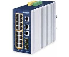 Šakotuvas Switch Planet PLANET IP30 Industrial L2/L4 16-Port Zarządzany L2/L4 Gigabit Ethernet (10/100/1000) Obsługa PoE Aliuminio, Mėlyna
