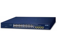 Šakotuvas PLANET IPv4/IPv6, 24 prievadų valdomas L2/L4 gigabito eternetas (10/100/1000) 1U Mėlyna