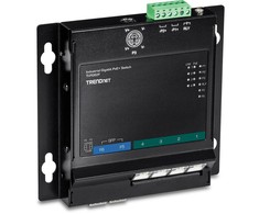Šakotuvas TRENDnet 6 jungčių pramoninis Gigabit PoE+ WallMount priekinis Acc.