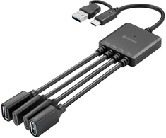 Adapteris USB Sandberg 136-81 USB-A + USB-C - 2X USB-A +2X USB-C Juodas (136-81)