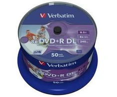 Verbatim DVD+R Double Layer 8X 8.5GB Wide withe printable no ID,50