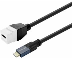 Kabelis USB VivoLink Keystone USB-C M/F 2m Baltas (PROKEYUSBCFM2W)