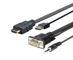 VivoLink USB-A, HDMI, VGA, mini Jack 3.5mm - USB-A, HDMI, VGA (D-Sub), mini Jack 3.5mm 1 m Juodas (PROHDMIMVGA1)