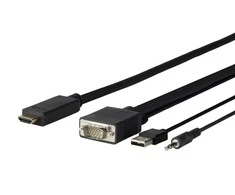 Kabelis VivoLink HDMI - D- Sub (VGA) + USB-A 1m juoda (PROVGAHDM1)