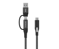 Kabelis USB VivoLink USB-A + USB-C - USB-C 1.5 m Juodas (PROUSBCMM1.5ADP)