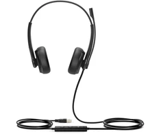 Ausinės Yealink UH34 Dual UC Ausinių rinkinys su laidu su lankeliu ant galvos Biuro/centrum telefoniczne USB Typu-A Juodas