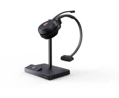 Ausinės Yealink WH62 Mono Teams Ausinių rinkinys Bezprzewodowy su lankeliu ant galvos Biuro/centrum telefoniczne Micro-USB Podstawka do ładowania Juodas