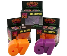 Antistresinis minkomas žaislas NeeDoh „Six Seven“ (67), 7x4 cm - Violetinė